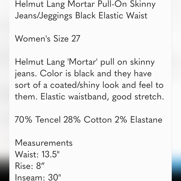 Coated Jeans Helmut Lang Mortar pull-on Skinny pants Cooler than Leather pants😎 - Picture 12 of 16